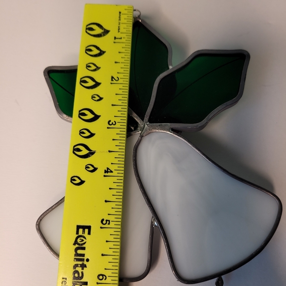 Leaded Stained Glass Bells Holly Suncatcher Christmas Ornament Handmade USA 6"M - Picture 5 of 5